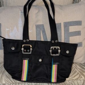 Franco Sarto Black Tote with Colorful Stripes